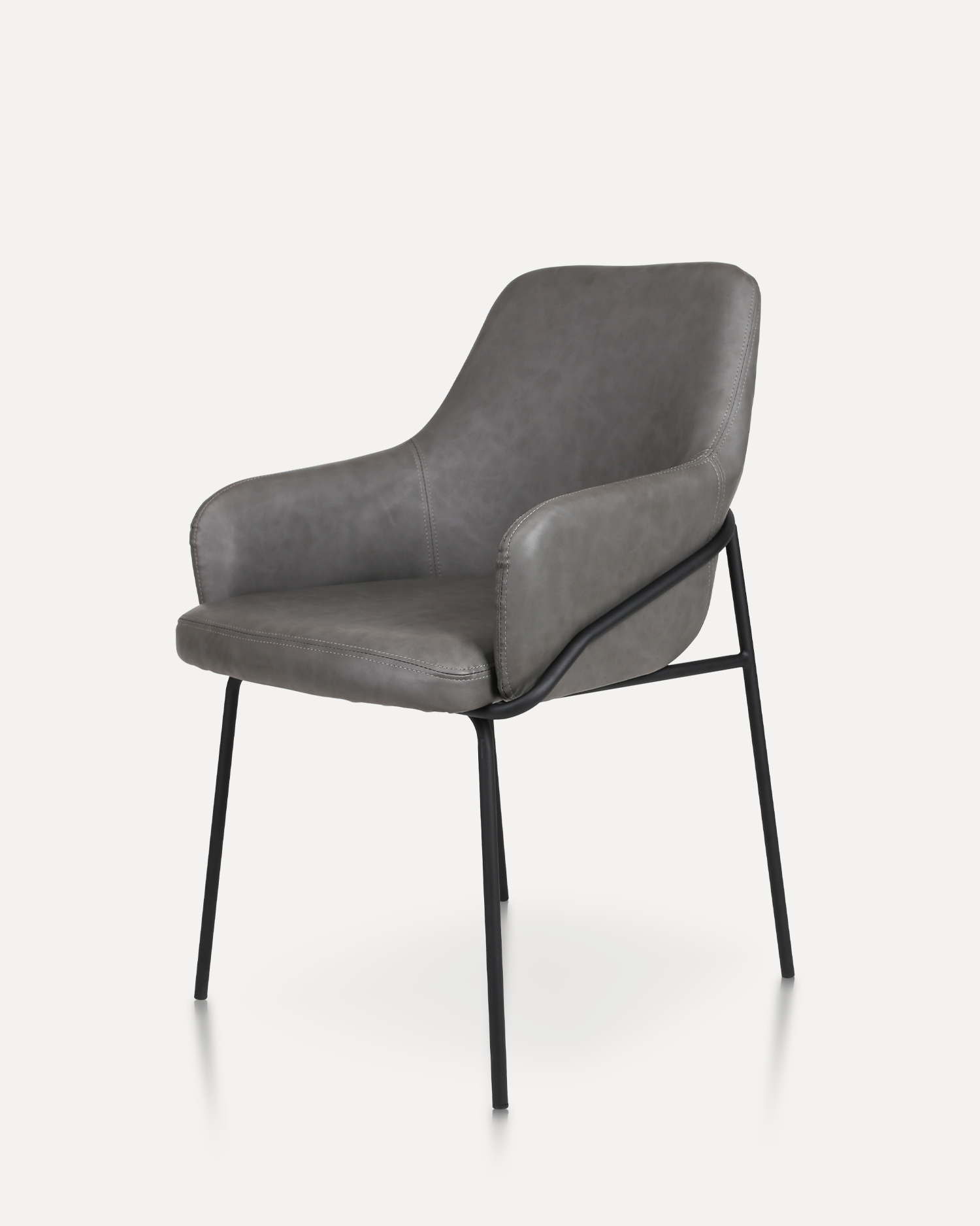 كرسي لتناول الطعام الجلدي مع الذراع